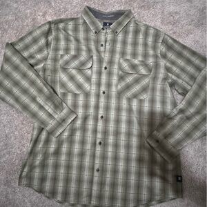 Olive Plaid Button-Down Shirt for Men